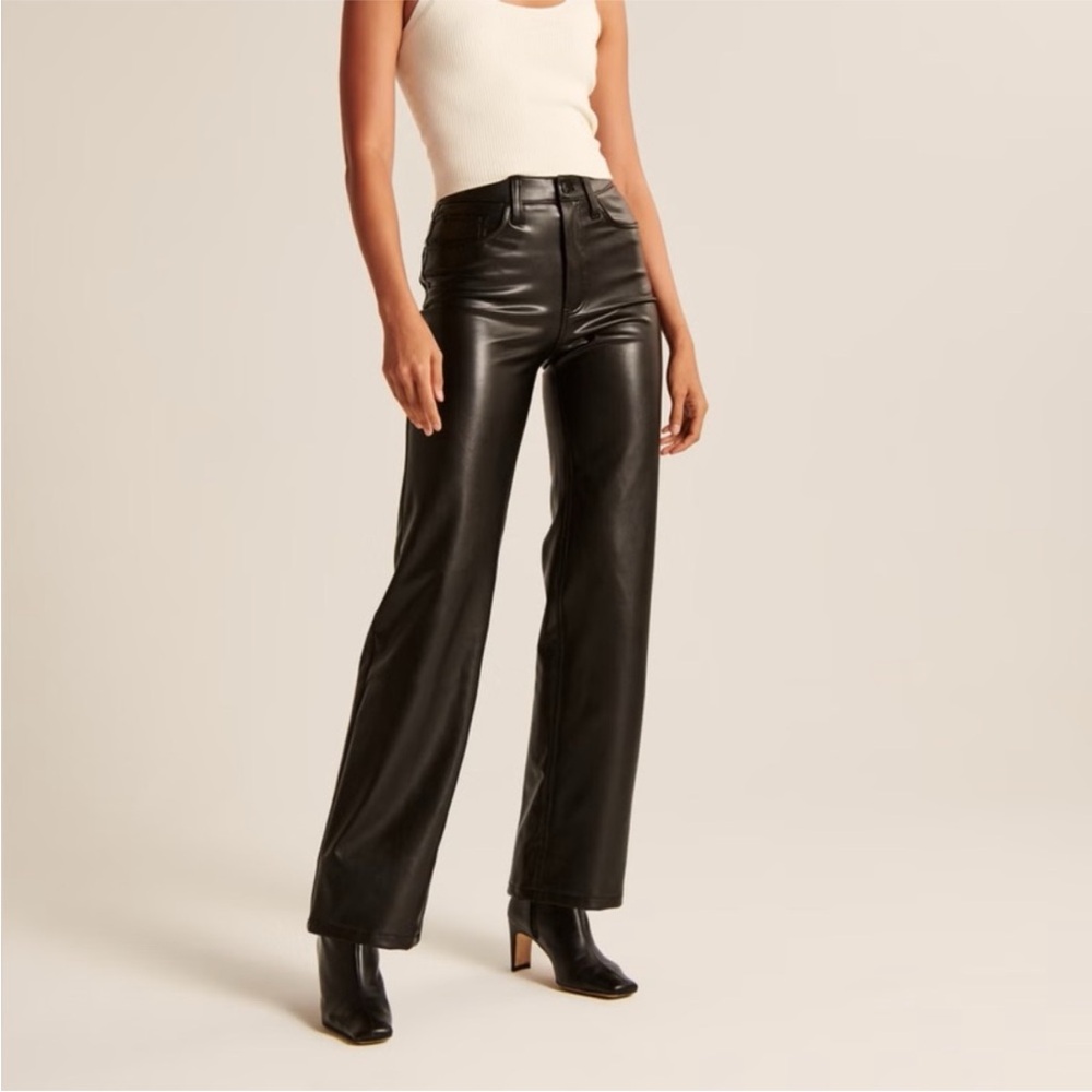 Abercrombie & Fitch High Rise Black Leather Jeans